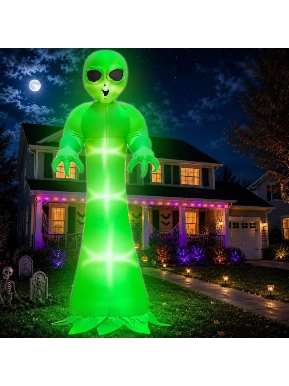 12 FT Scary Inflatable Alien with LED Lights - Halloween Outdoor Decor